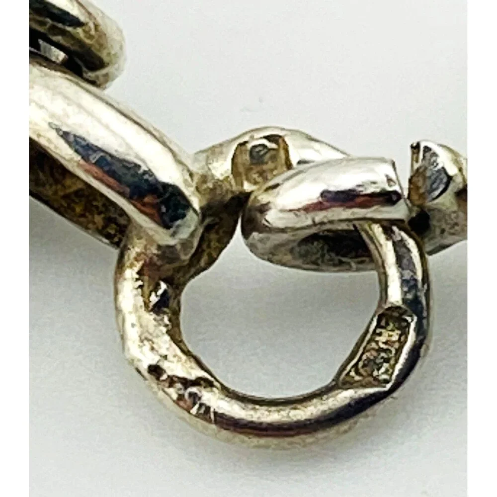 Vintage Sterling Silver Byzantine Chain Bracelet 9.25 Inch 6mm Unisex Handmade S